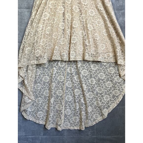 Bbonline Dress Womens XL Tan Lace Maxi Rhinestone Fairy Ethereal Whimsigoth Glam - Picture 6 of 16